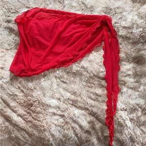 Red Asymmetrical Wrap Skirt